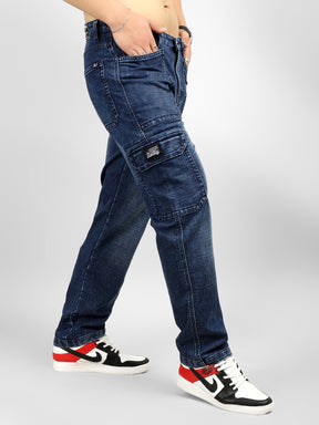 Fighter Dark Blue Baggy Fit Denim Cargo