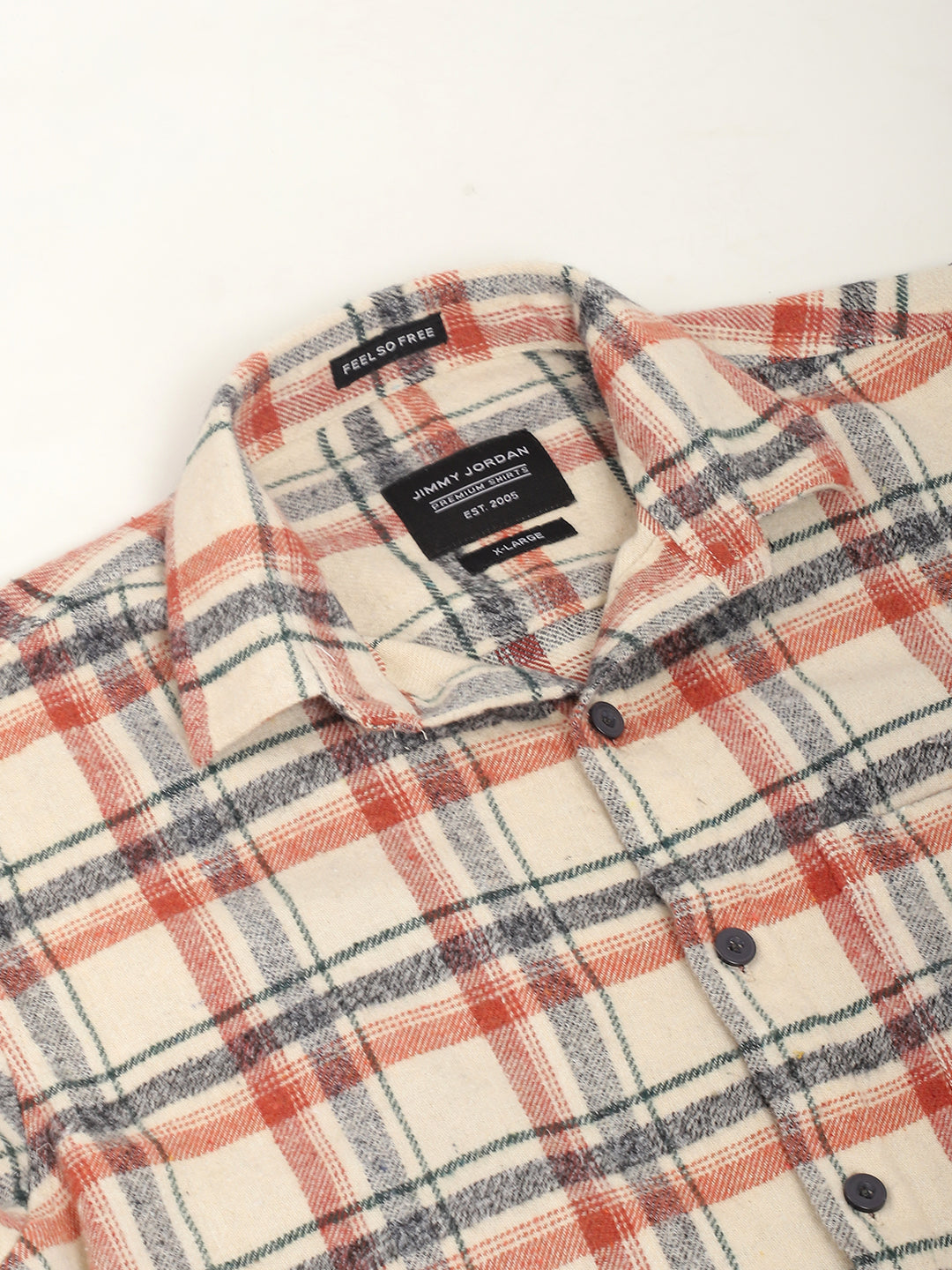 Urban Twill Off White & Rose Brown Flannel Check Shirt