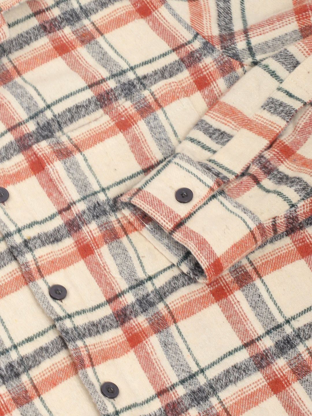 Urban Twill Off White & Rose Brown Flannel Check Shirt