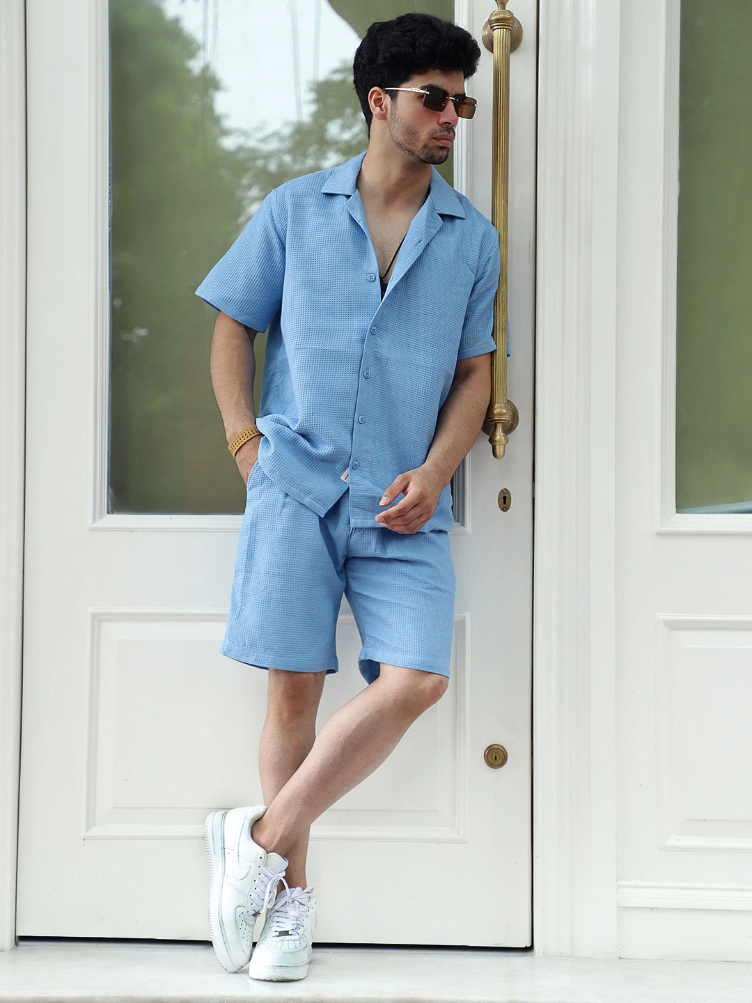 Vintage Textured Ocean Blue Co Ord Set
