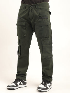 Crime Olive Green Multi Pocket Cargo