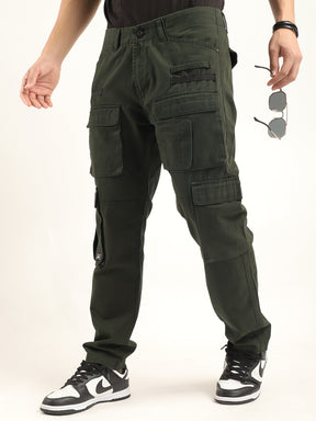 Crime Olive Green Multi Pocket Cargo