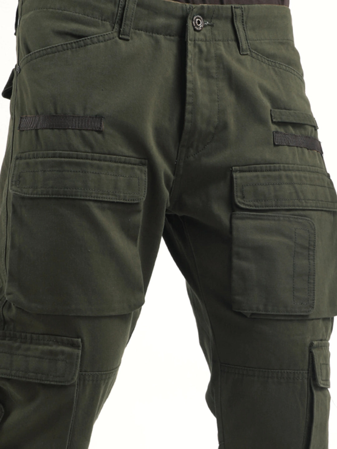 Crime Olive Green Multi Pocket Cargo