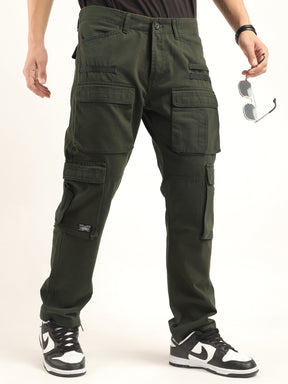 Crime Olive Green Multi Pocket Cargo