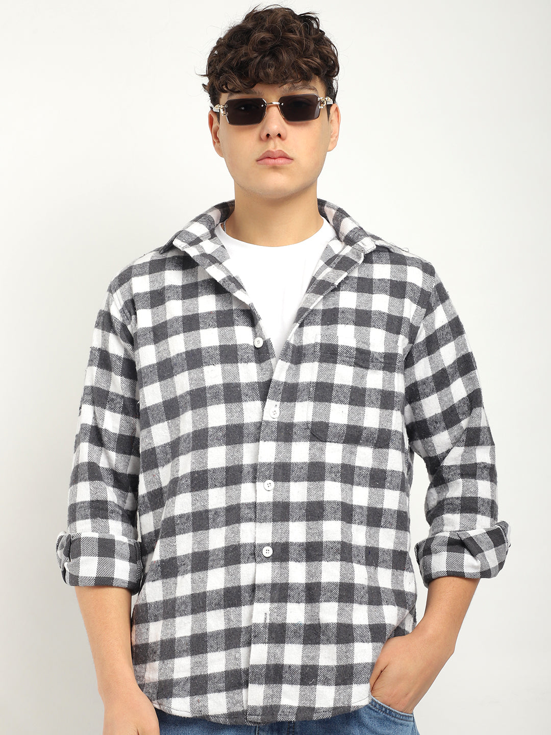 Urban Twill Grey & White Flannel Check Shirt