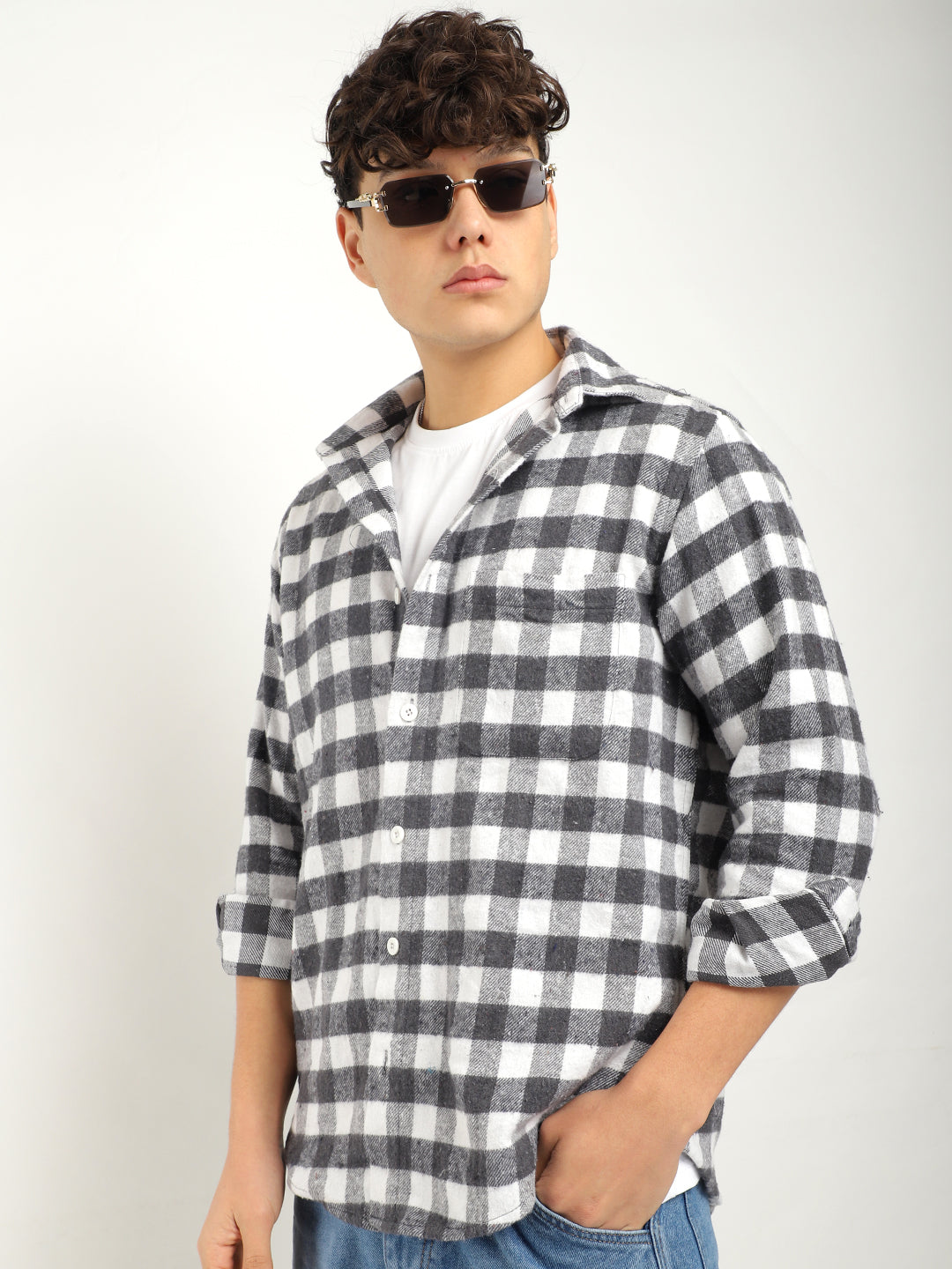 Urban Twill Grey & White Flannel Check Shirt