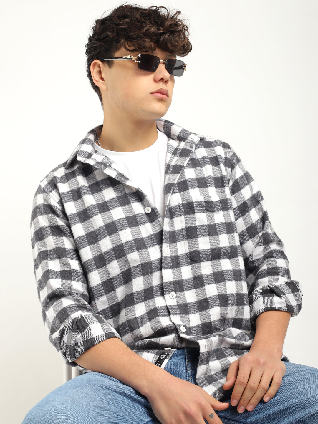 Urban Twill Grey White Flannel Check Shirt