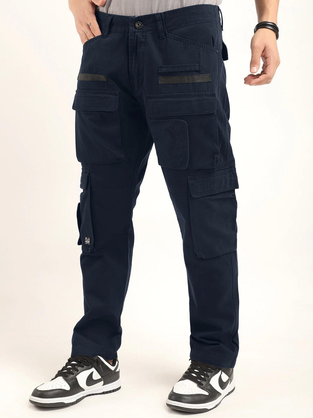 Crime Navy Blue Multi Pocket Cargo