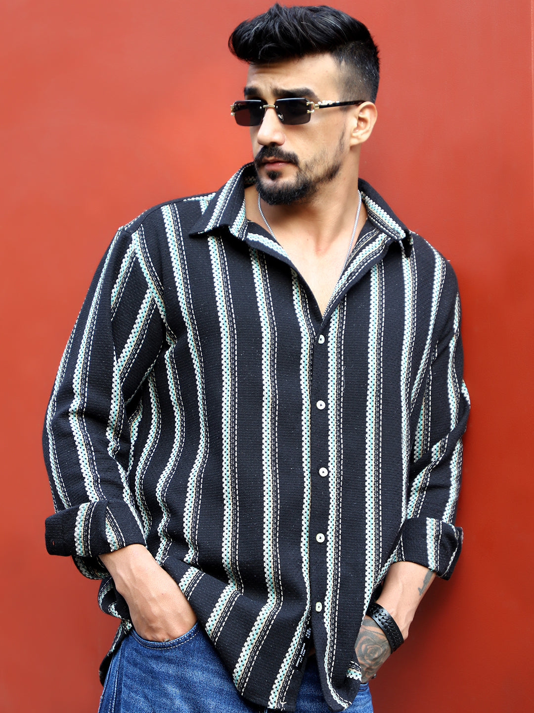 Miura Mood Black Stripe Full Sleeve Shirt