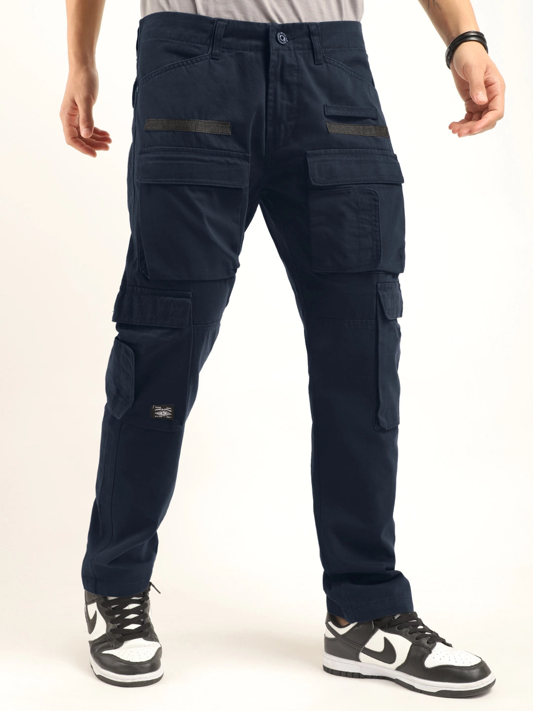 Crime Navy Blue Multi Pocket Cargo