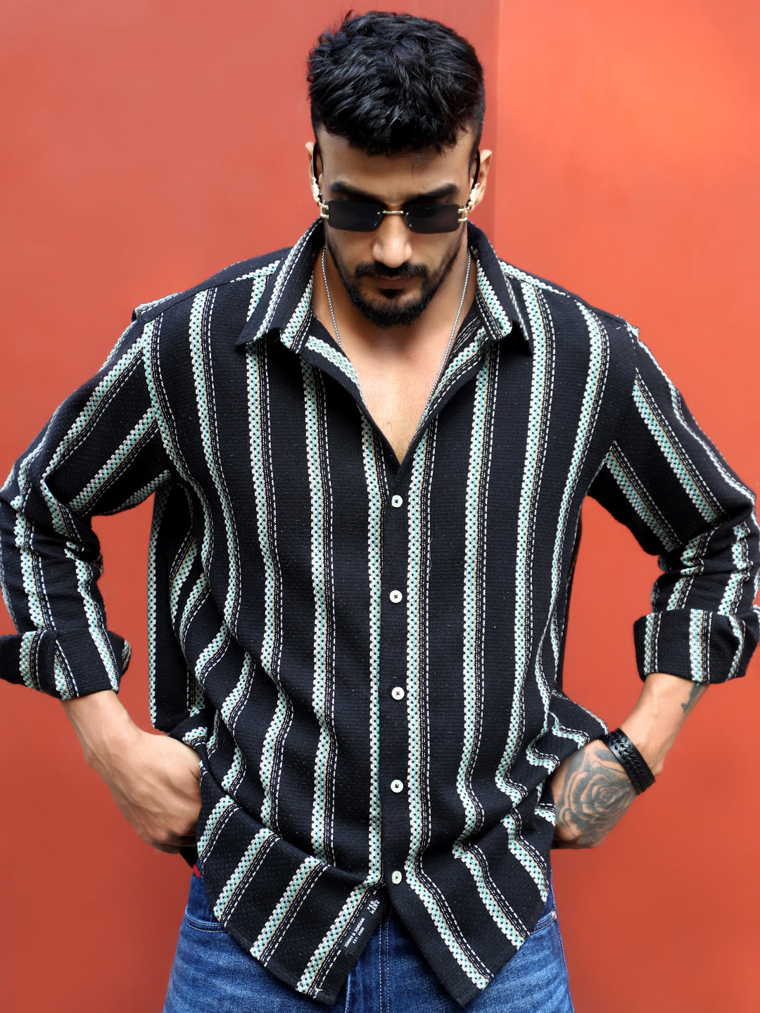 Miura Mood Black Stripe Full Sleeve Shirt