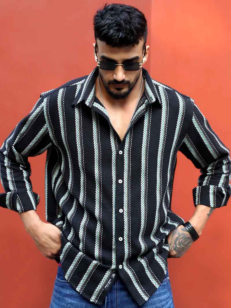 Miura Mood Black Stripe Full Sleeve Shirt