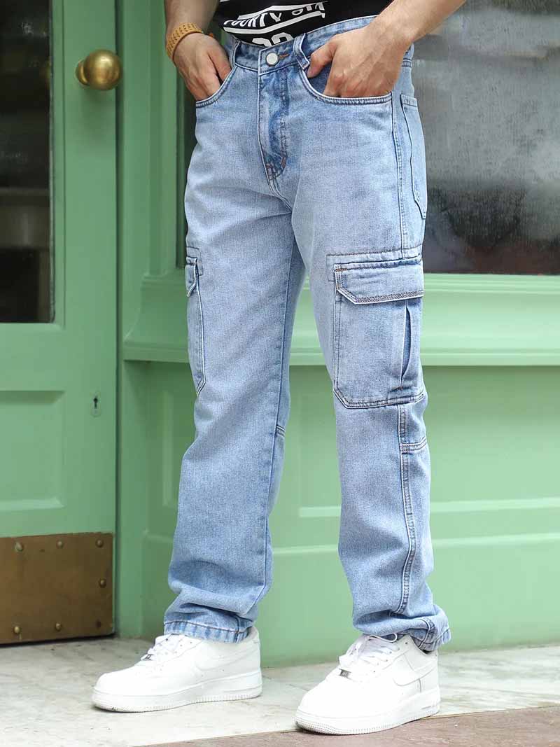 Zoom Light Blue Denim Cargo | Jimmy Luxury