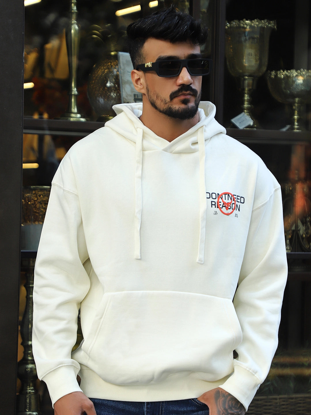 Savile Row Style White Oversized Hoodie
