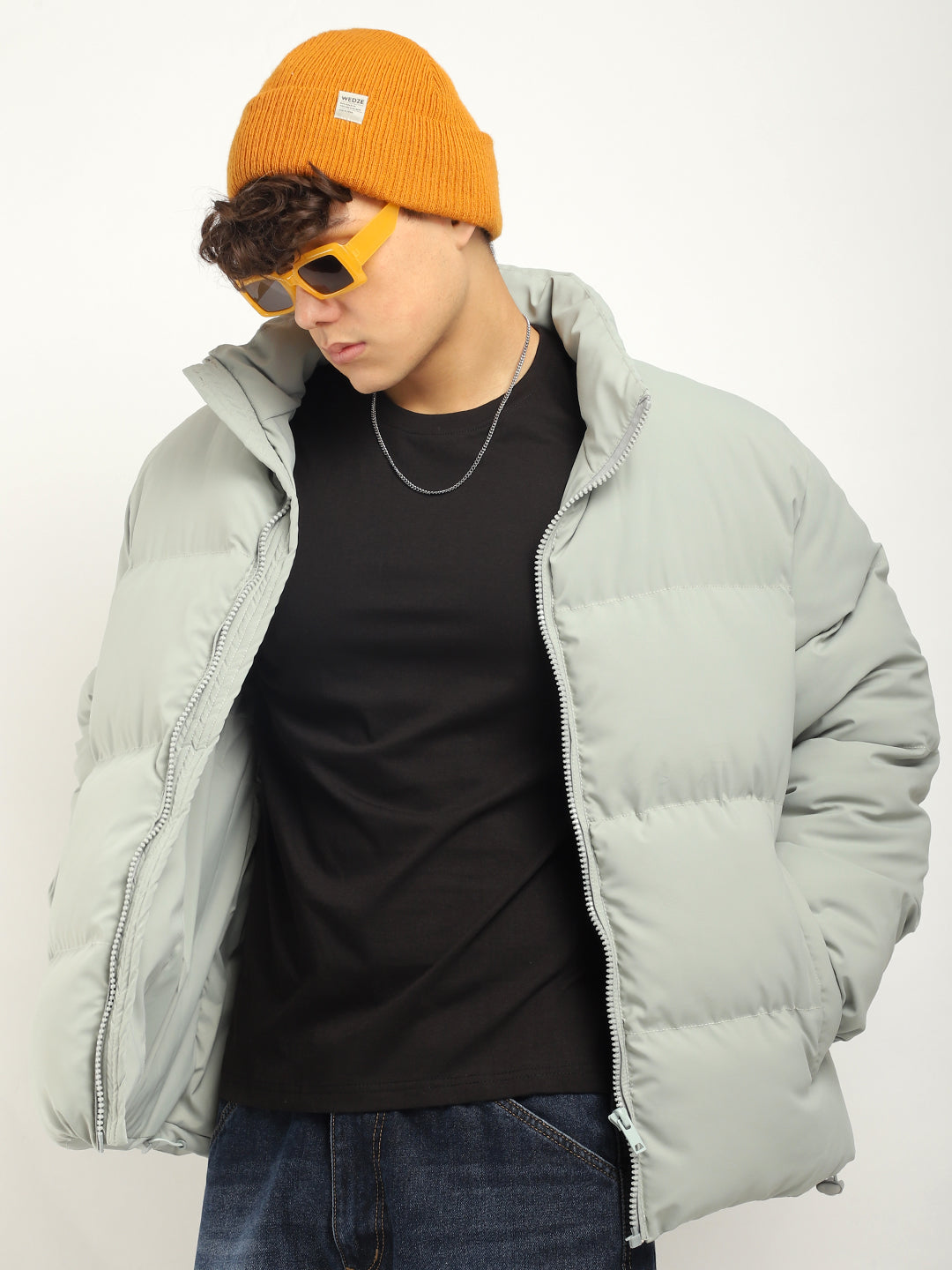 Mint Blue Oversized Puffer Jacket