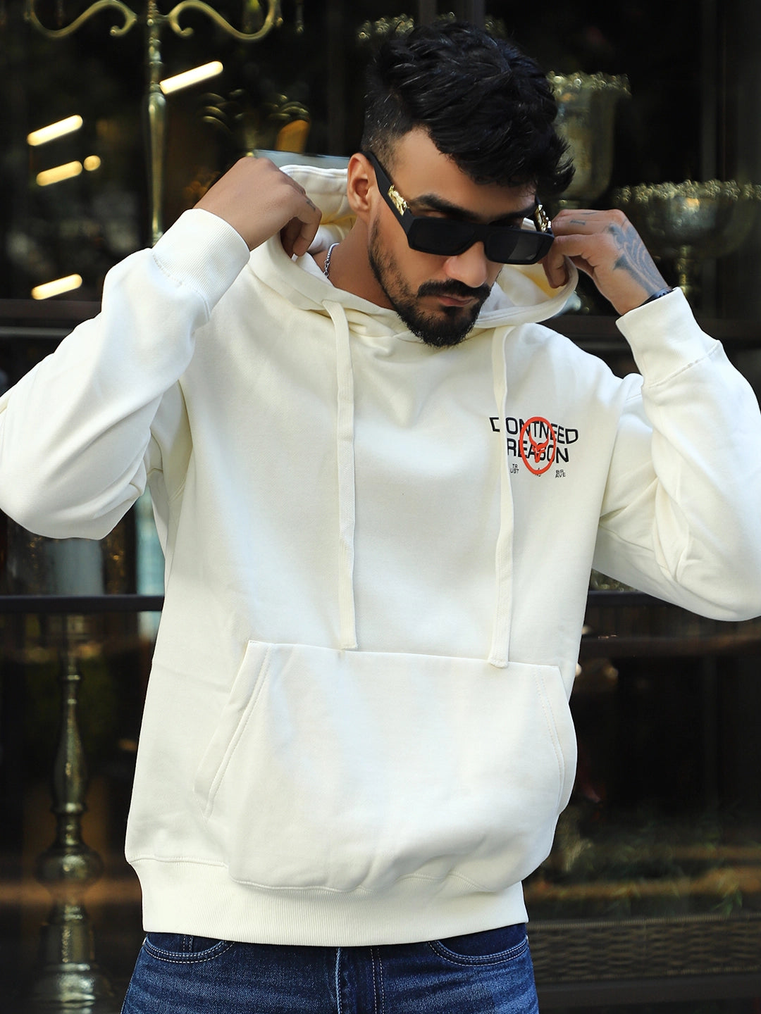 Savile Row Style White Oversized Hoodie