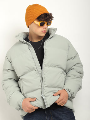 Mint Blue Oversized Puffer Jacket