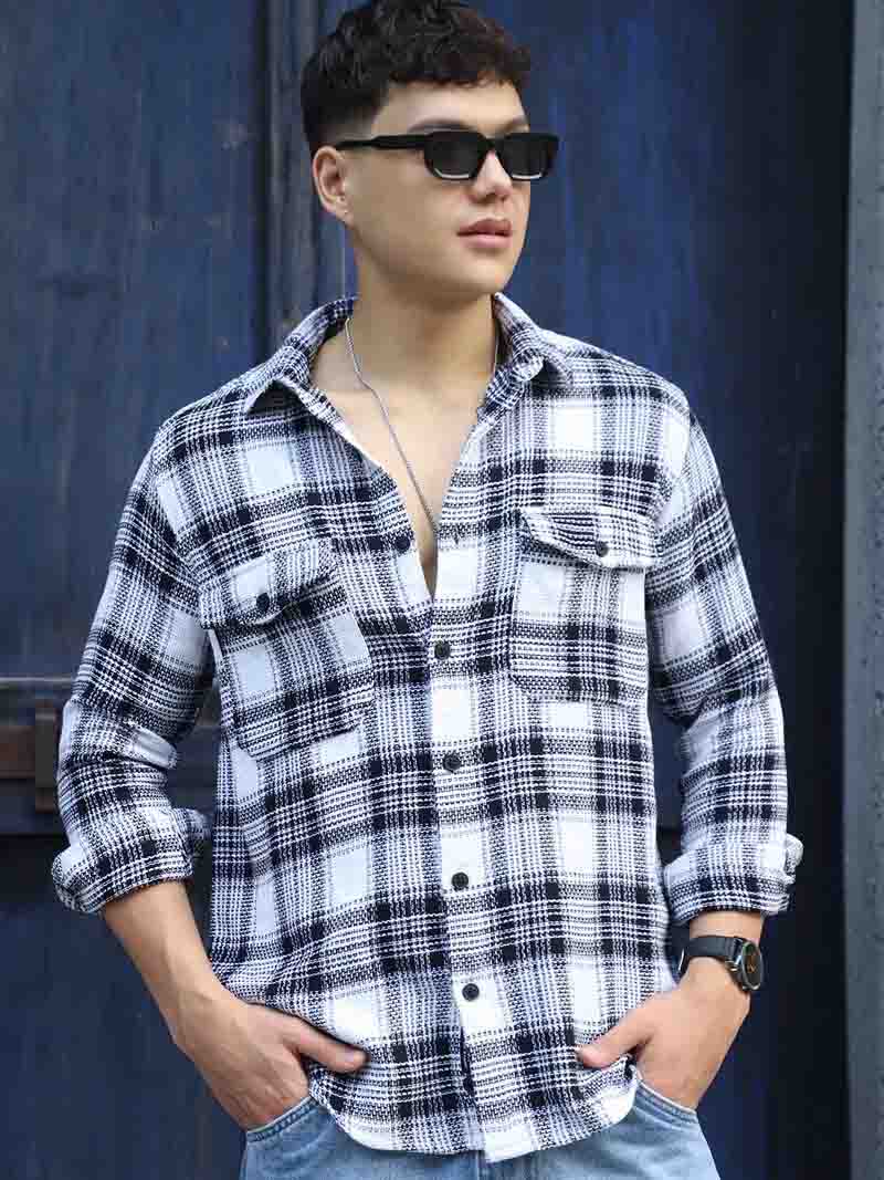 Chrome Fever White Check Full Sleeve Shirt
