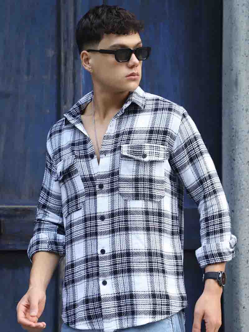 Chrome Fever White Check Full Sleeve Shirt