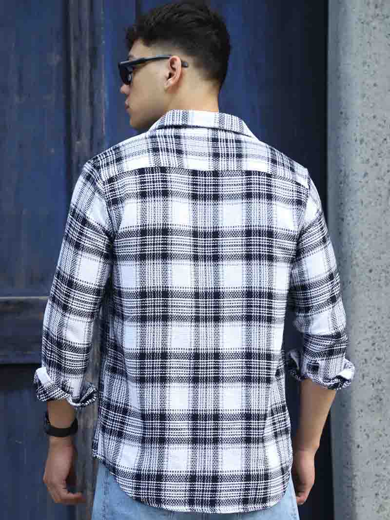Chrome Fever White Check Full Sleeve Shirt