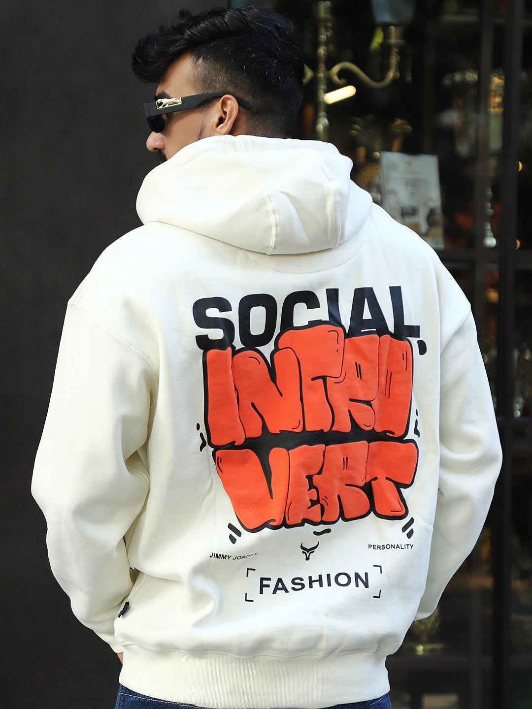 Savile Row Style White Oversized Hoodie