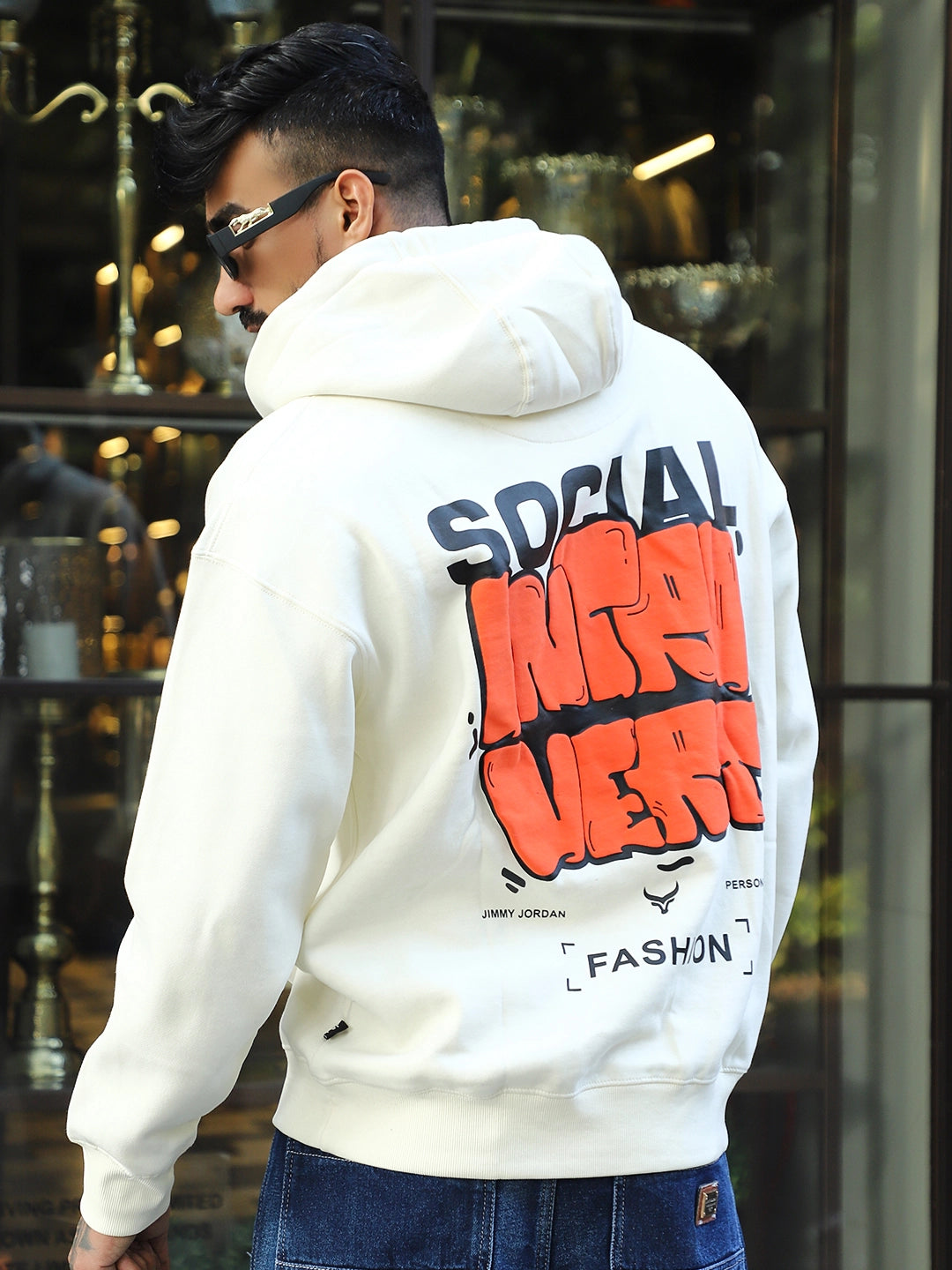Savile Row Style White Oversized Hoodie