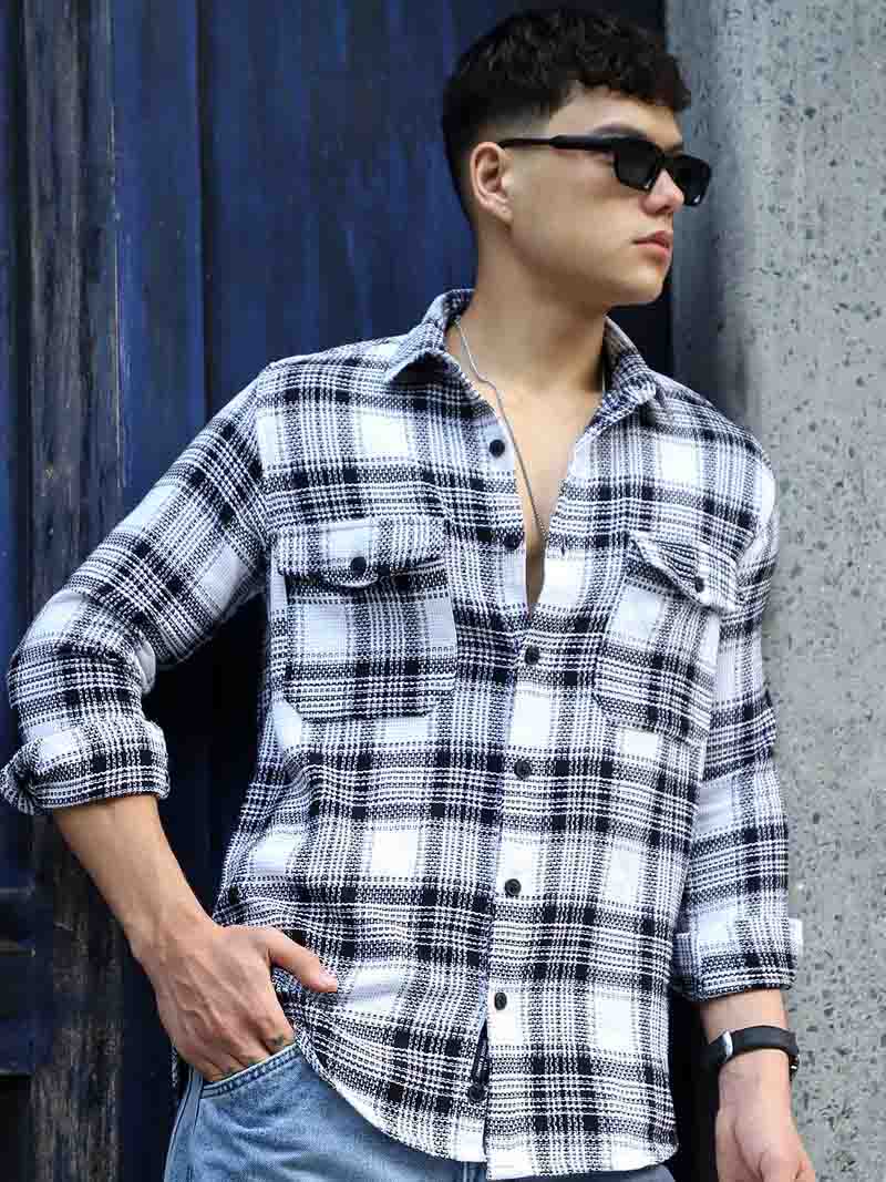Chrome Fever White Check Full Sleeve Shirt