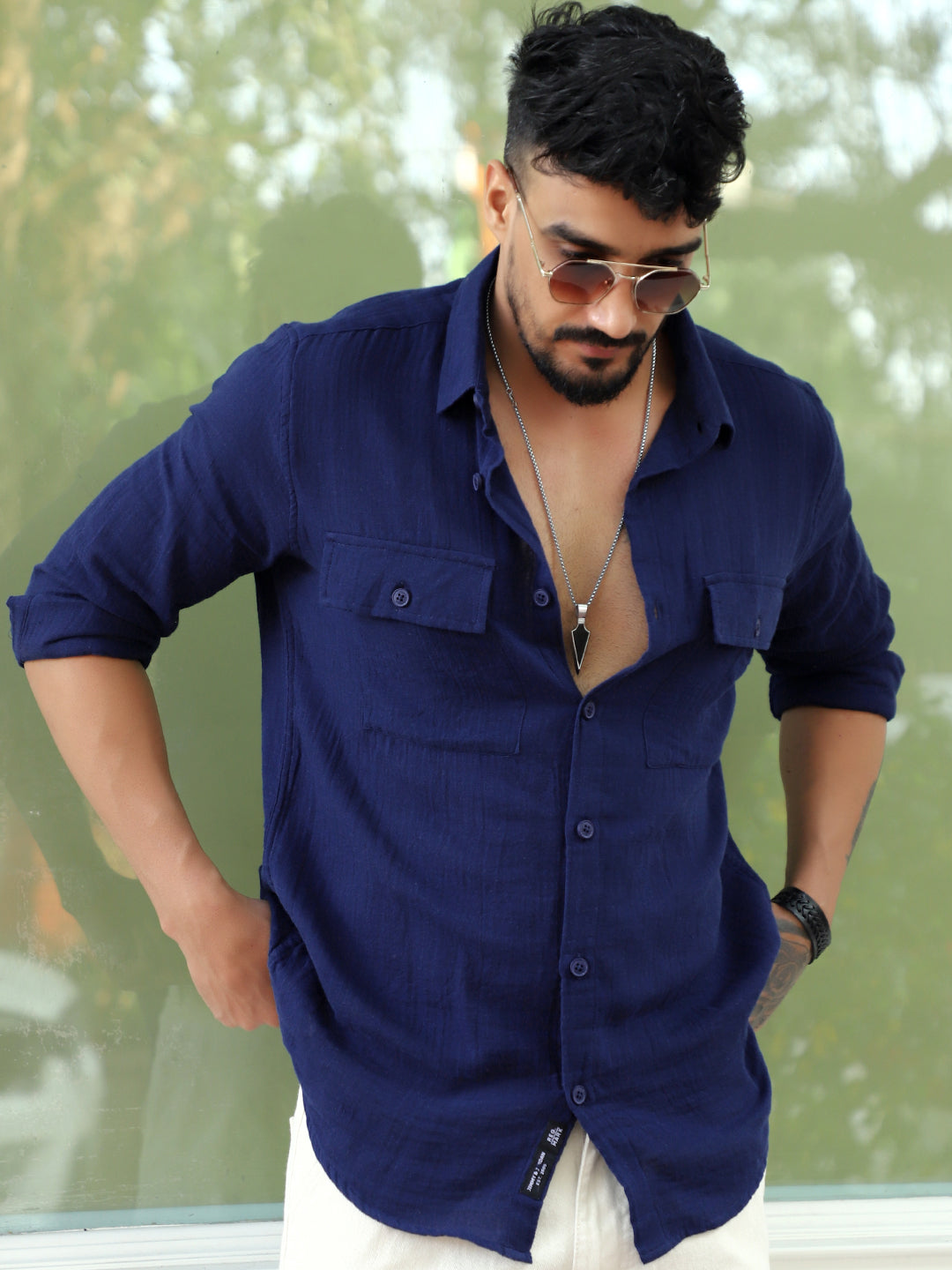 Vero Vibe Lucas Double Clothe Prussian Blue Shirt