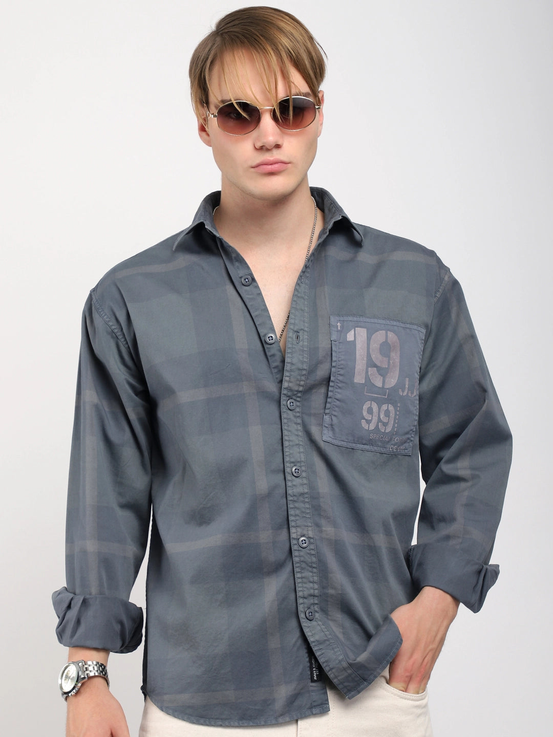 Monarch Dark Grey Cotton Shirts