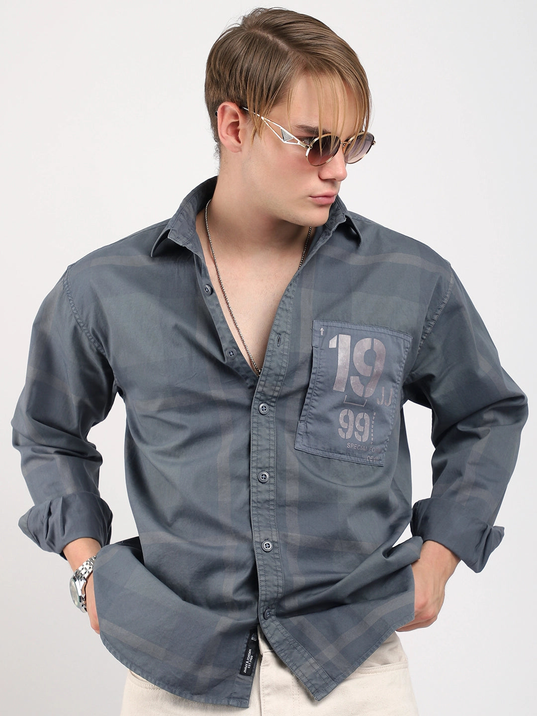 Monarch Dark Grey Cotton Shirts