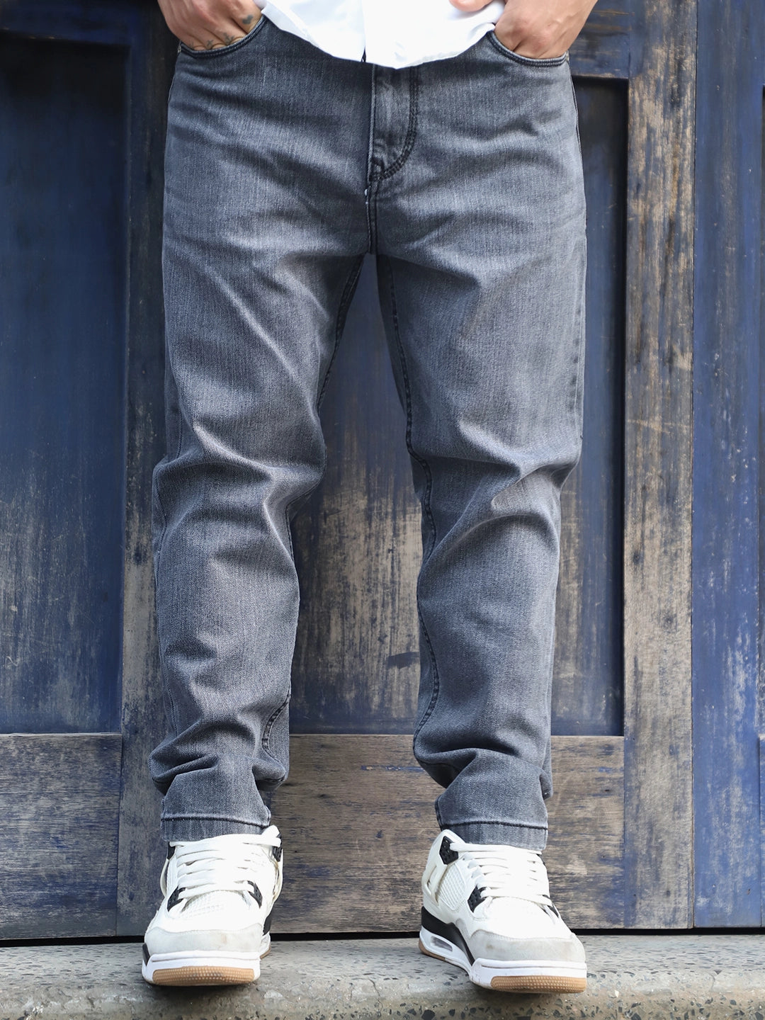 Pietra Dark Grey Denim Carrot Fit Jeans