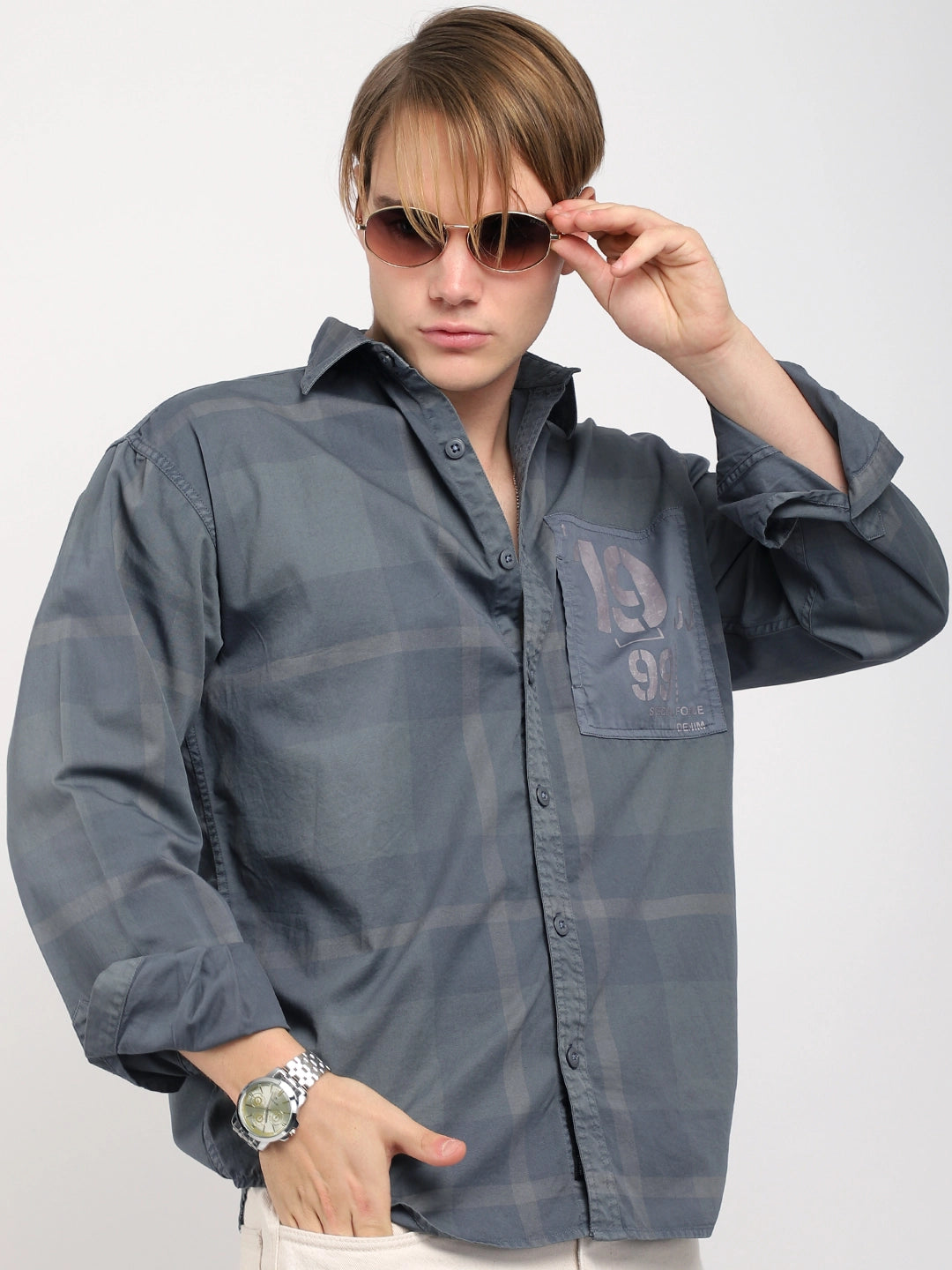 Monarch Dark Grey Cotton Shirts