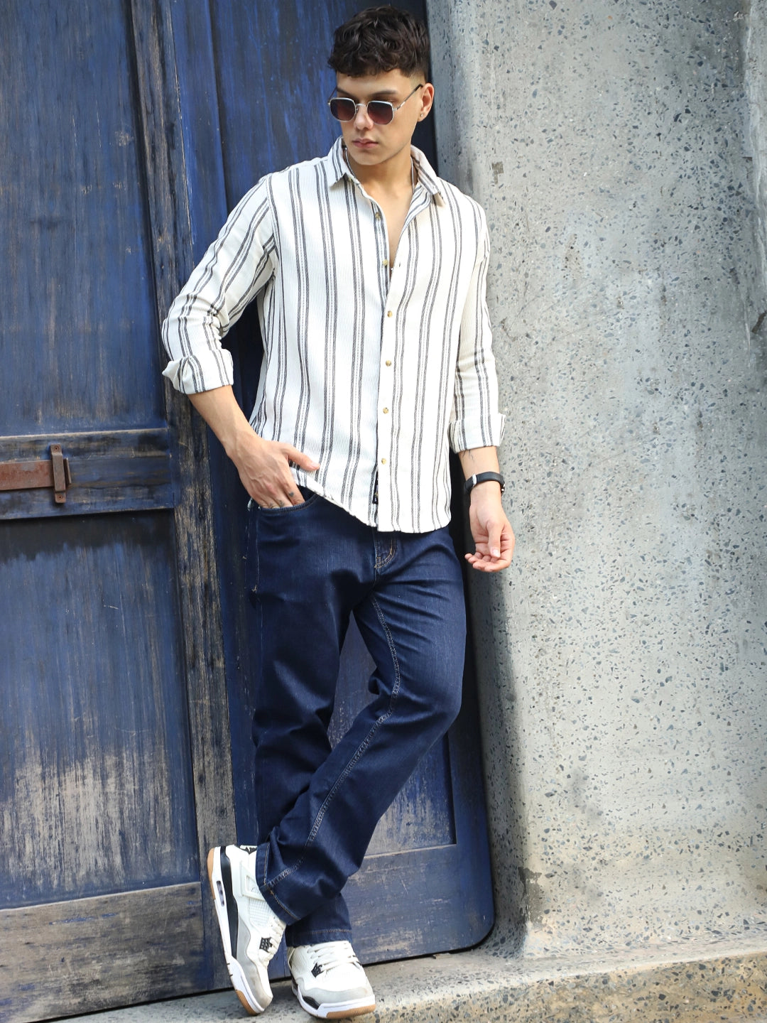 Argento Dark Blue Denim Straight Fit Jeans