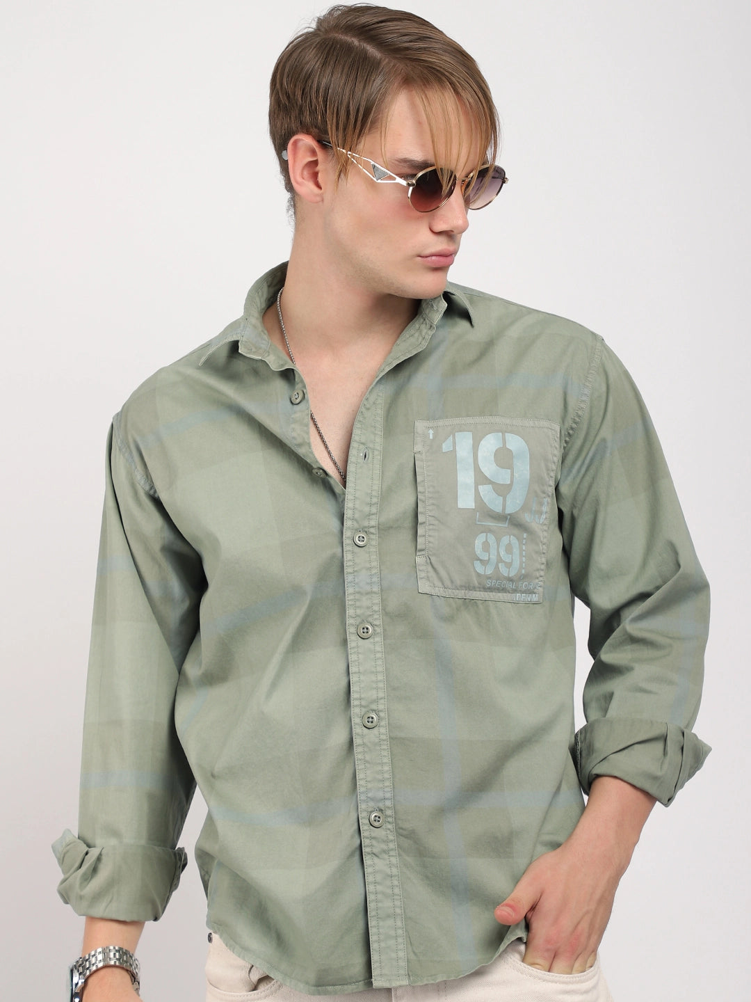 Monarch Olive Green Cotton Shirts