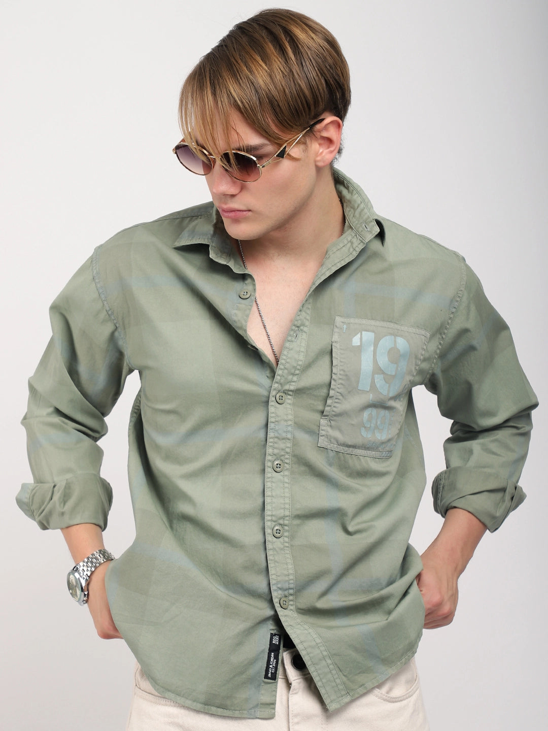 Monarch Olive Green Cotton Shirts