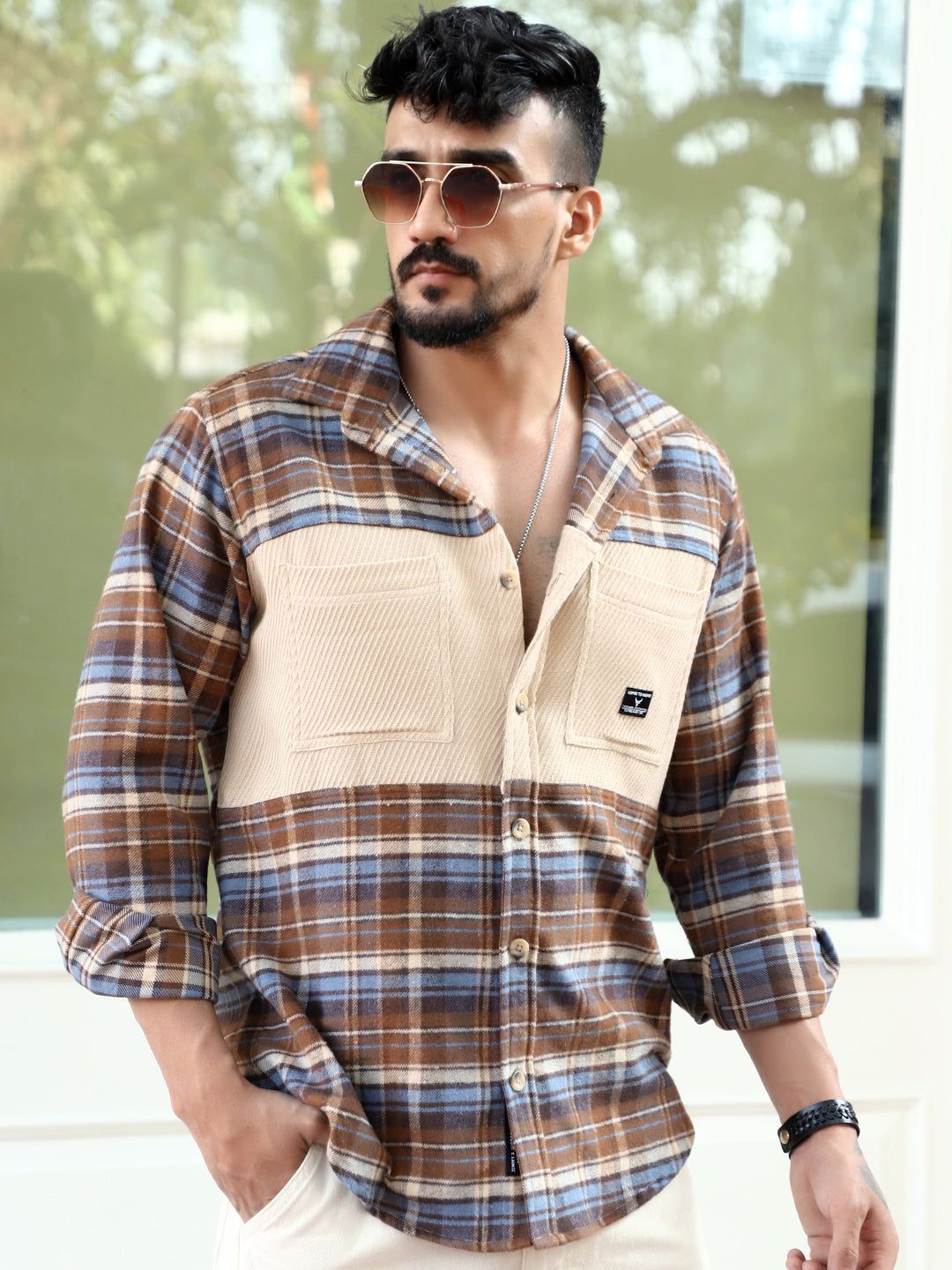 Thunderbird  Brown Check Full Sleeve Shirt