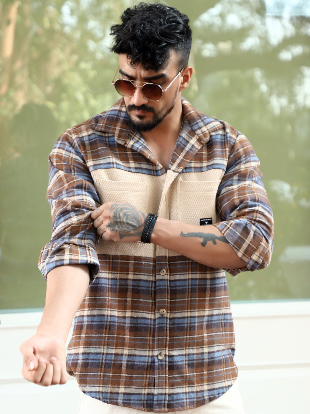 Thunderbird  Brown Check Full Sleeve Shirt