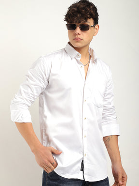 Streetwise White Satin Plain Shirt