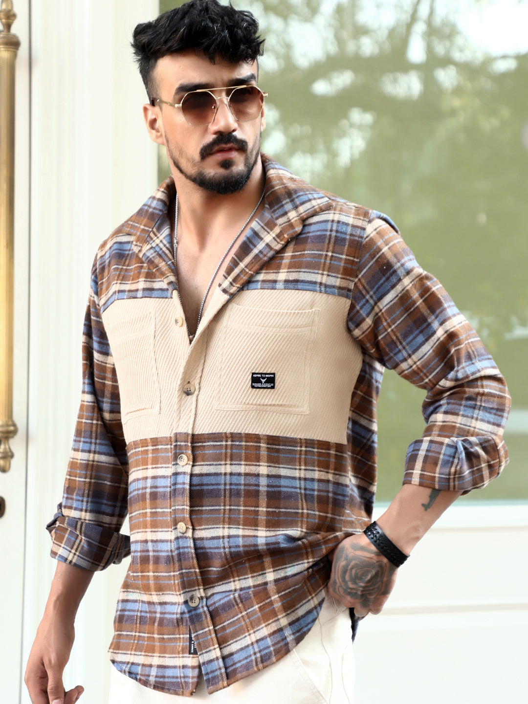 Thunderbird  Brown Check Full Sleeve Shirt