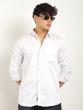 Streetwise White Satin Plain Shirt