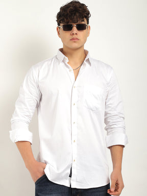 Streetwise White Satin Plain Shirt