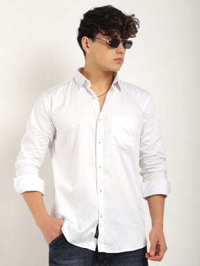 Streetwise White Satin Plain Shirt