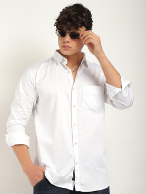 Streetwise White Satin Plain Shirt