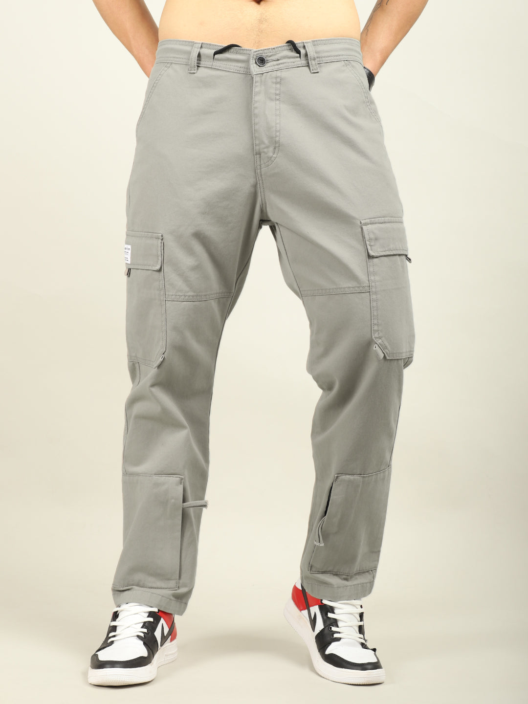 Drone Fantacy Light Grey Baggy Fit Cotton Cargo