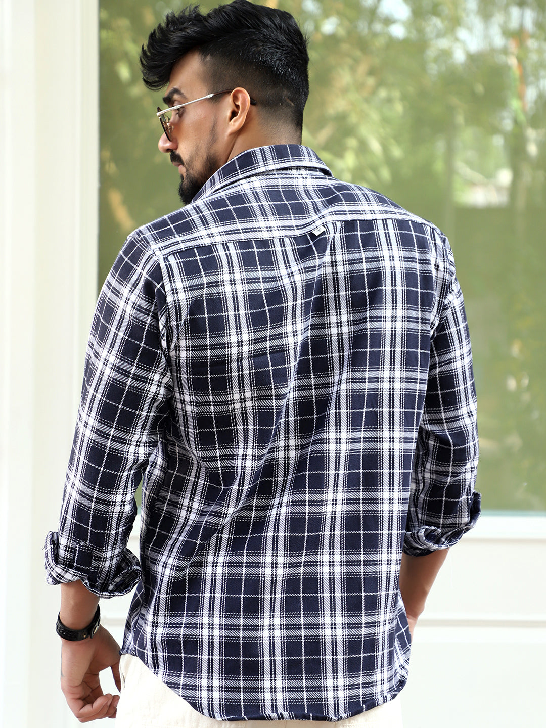 Bora Cove Navy  Check Full Sleeve Shirt