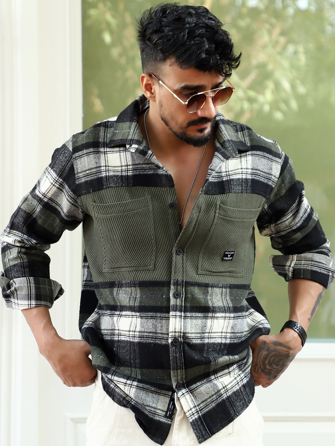 Thunderbird  Olive Check Full Sleeve Shirt