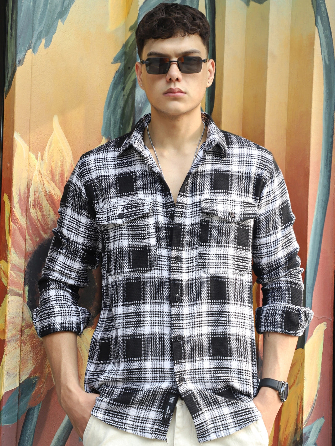 Chrome Fever Black Check Full Sleeve Shirt