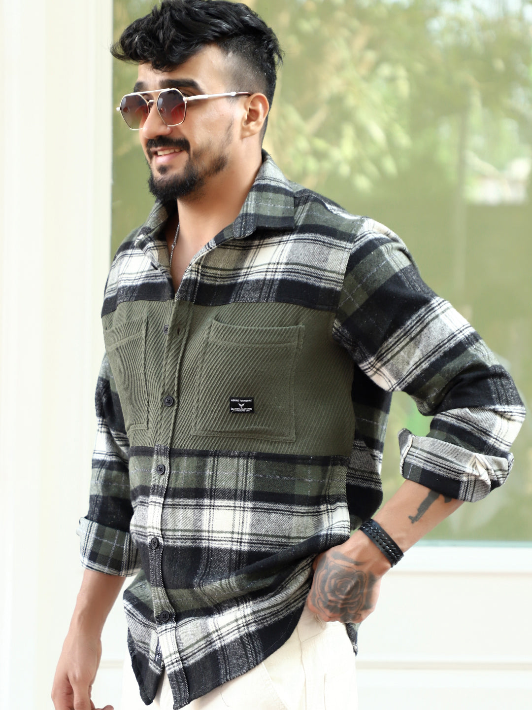 Thunderbird  Olive Check Full Sleeve Shirt