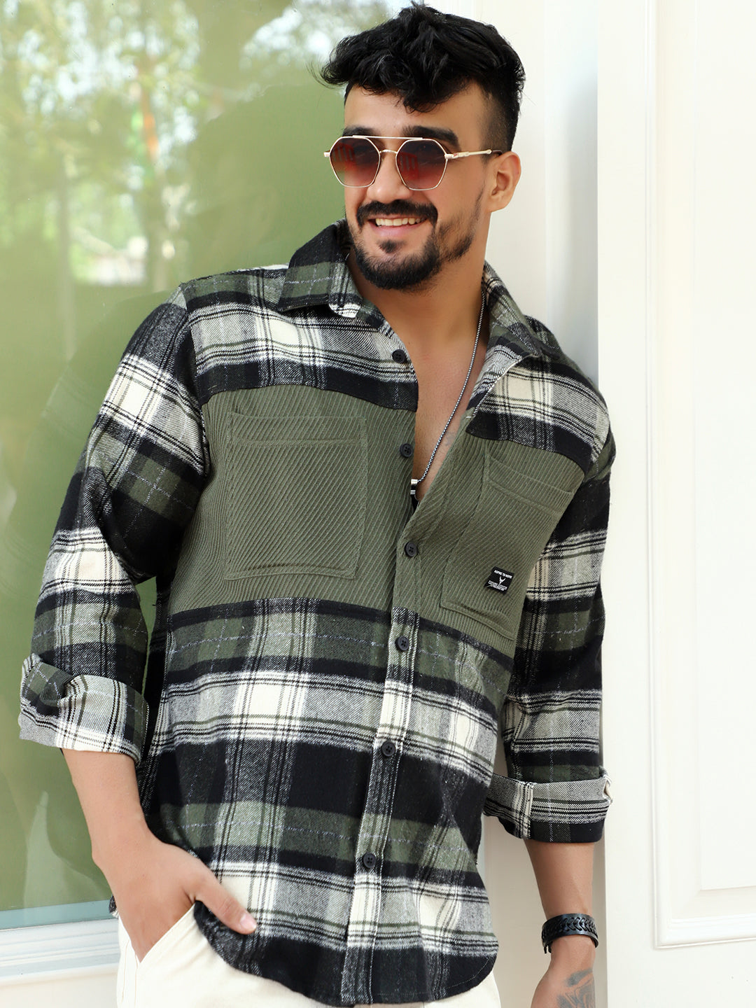 Thunderbird  Olive Check Full Sleeve Shirt
