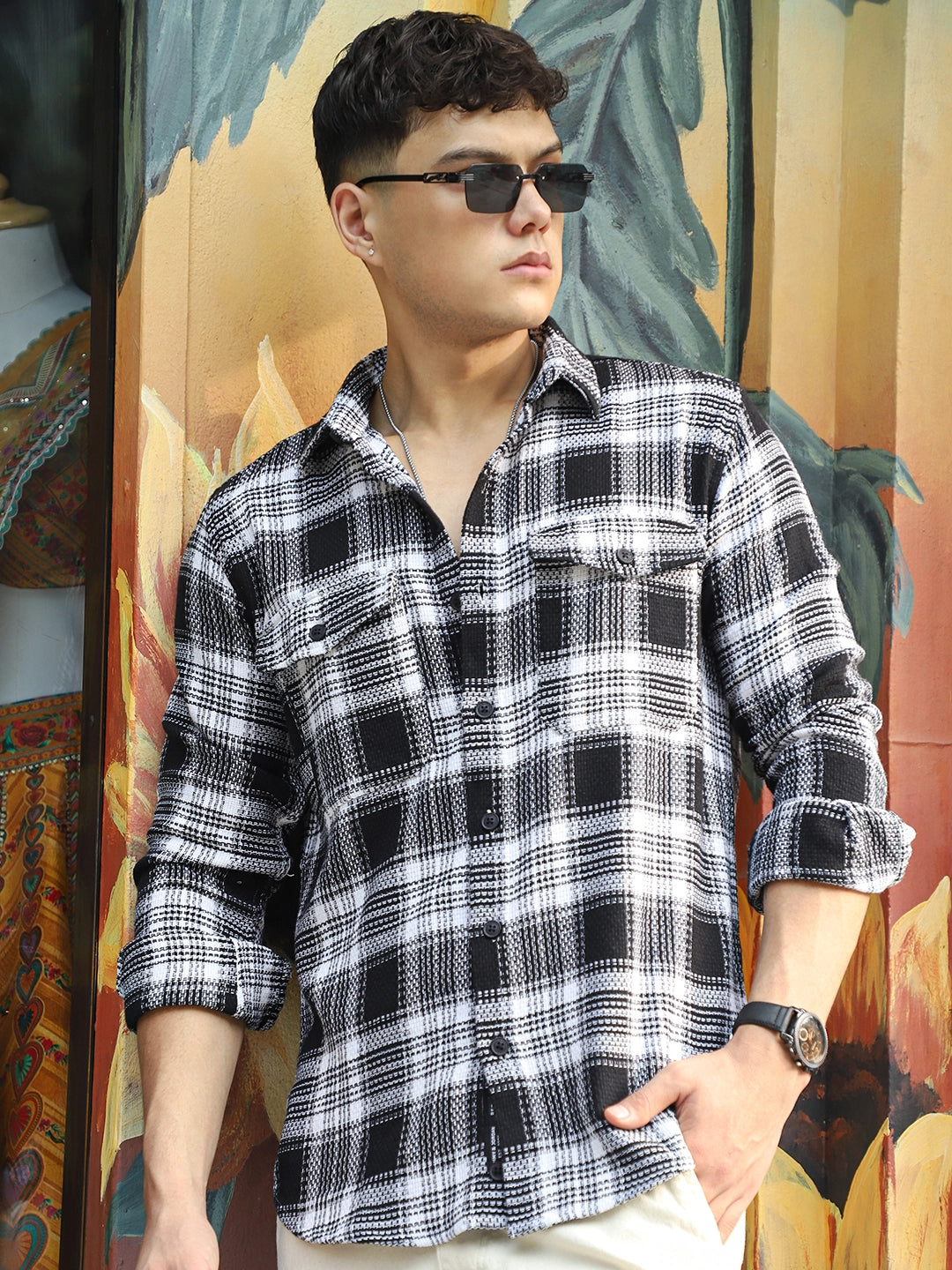 Chrome Fever Black Check Full Sleeve Shirt